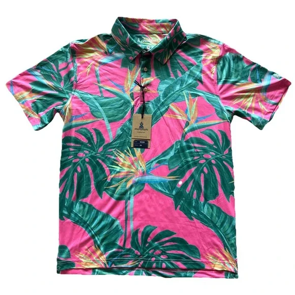 Chubbies Performance Golf Polo Size M SLIM FIT The Birds Of Paradise Floral NWT - Picture 1 of 9